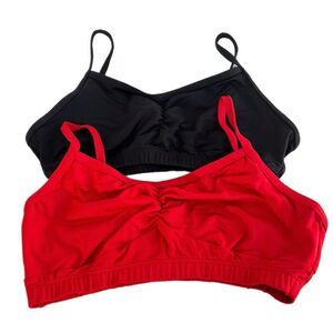 Motionwear Lot Of 2 Bra Top Crop Dance Sports Fitness Black And Red